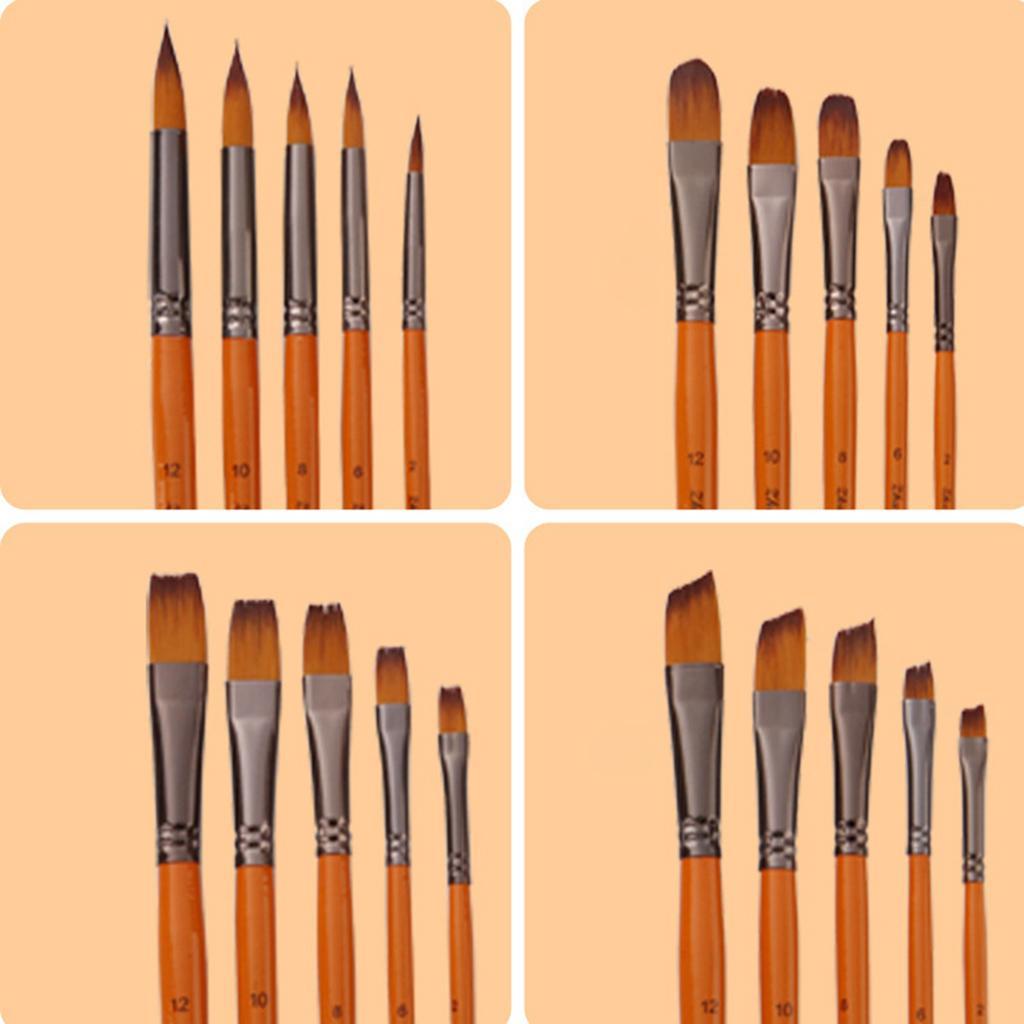 5Pc Wooden Nylon Brush for Watercolor