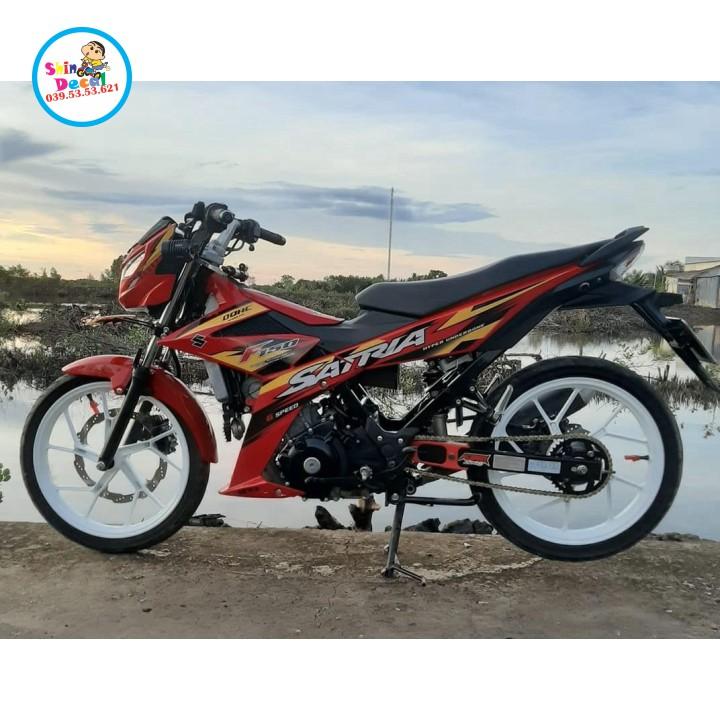 Tem rời satria fi dán xe đỏ vàng