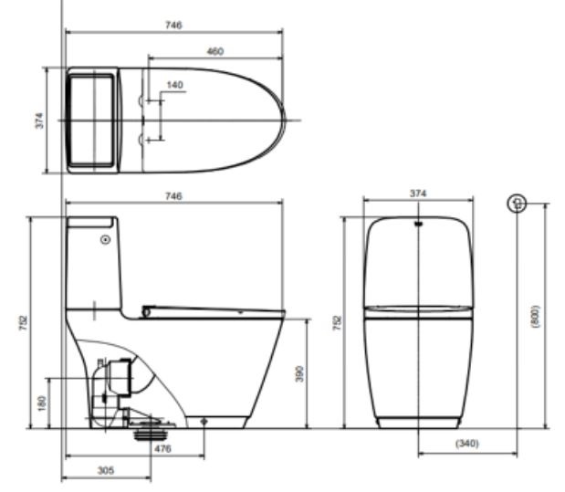 Bồn Cầu INAX ACT-832VN 2 Khối Xả Cảm ứng