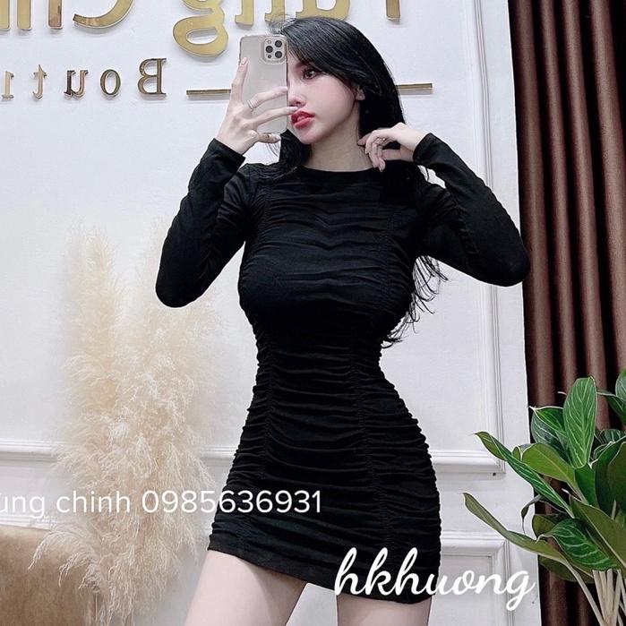 Đầm dự tiệc, Váy nhún con sâu ôm dáng sexy - December Fashion