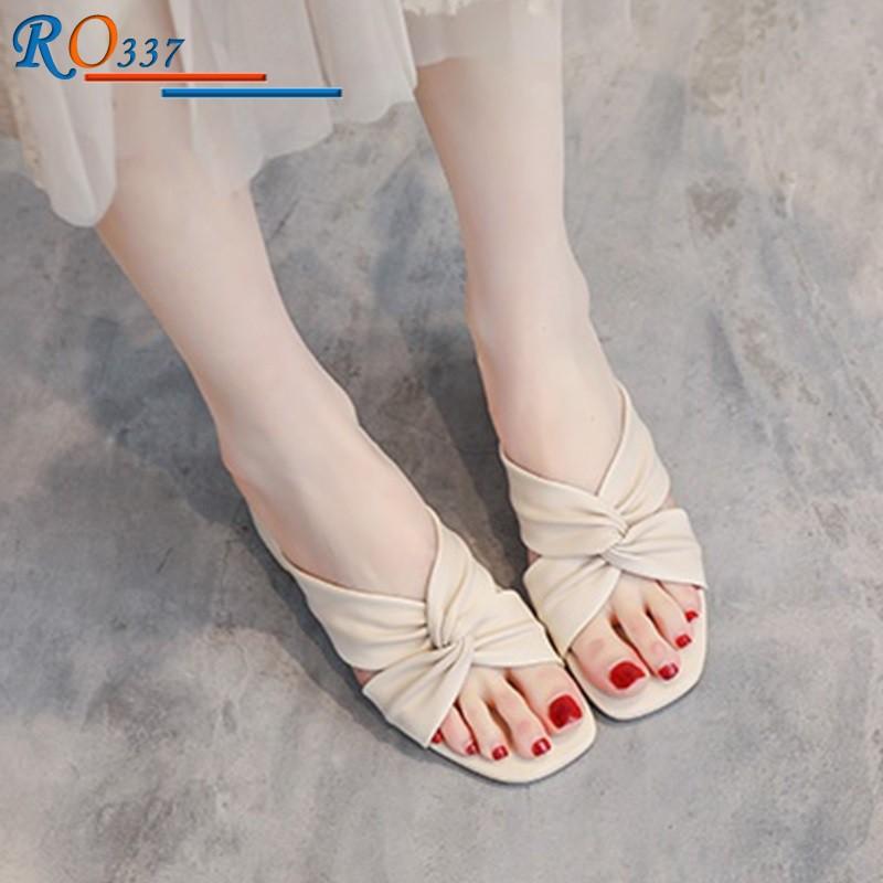 Dép nữ quai da lì cao cấp ROSATA RO337 5p đế trụ - Vàng, Kem - HÀNG VIỆT NAM - BKSTORE