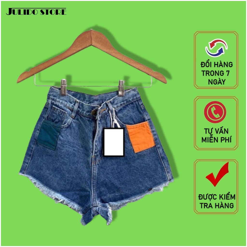Quần short nữ lưng cao Julido S10 chất jean, một màu, ba kích thước thời trang trẻ trung