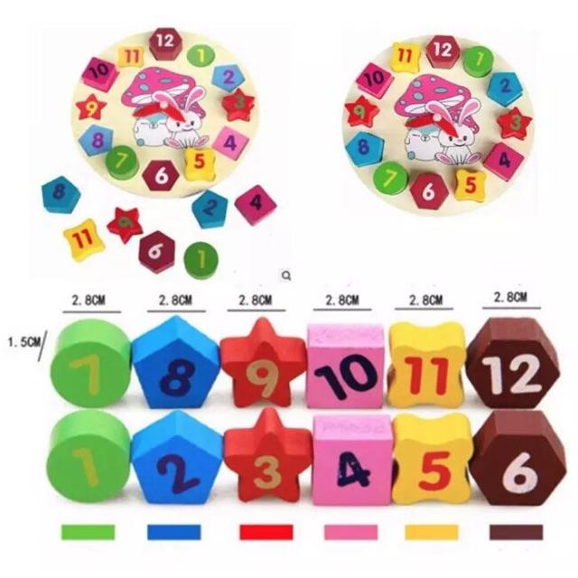 Đồng Hồ Gỗ Học Hình Khối, Giờ, Màu Sắc