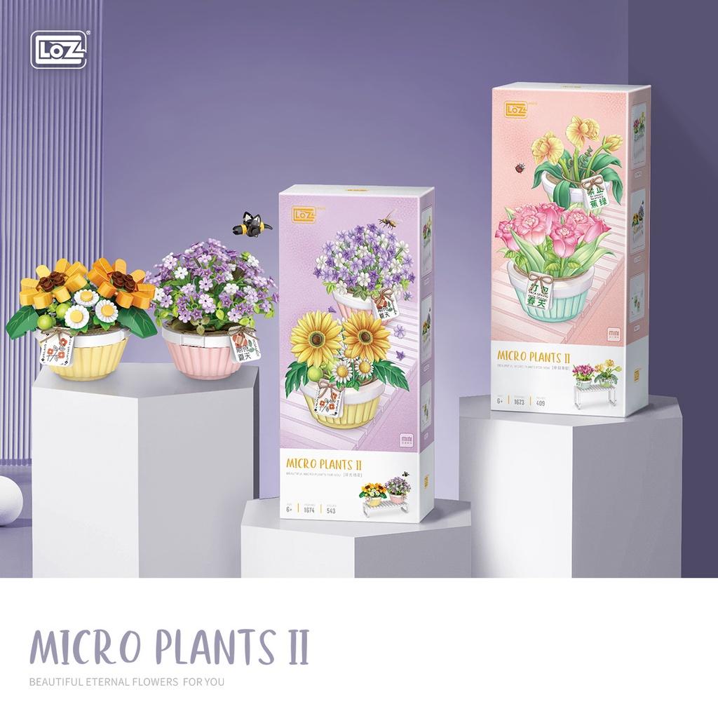 Đồ chơi lắp ráp mô hình chậu hoa mini trang trí để bàn