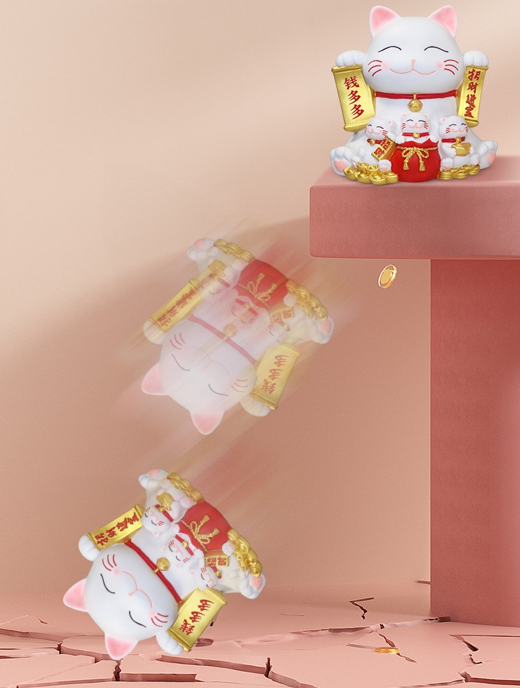 Ống tiết kiệm mèo trắng Lucky Cat thần tài và túi vàng trang trí quà tặng- art house