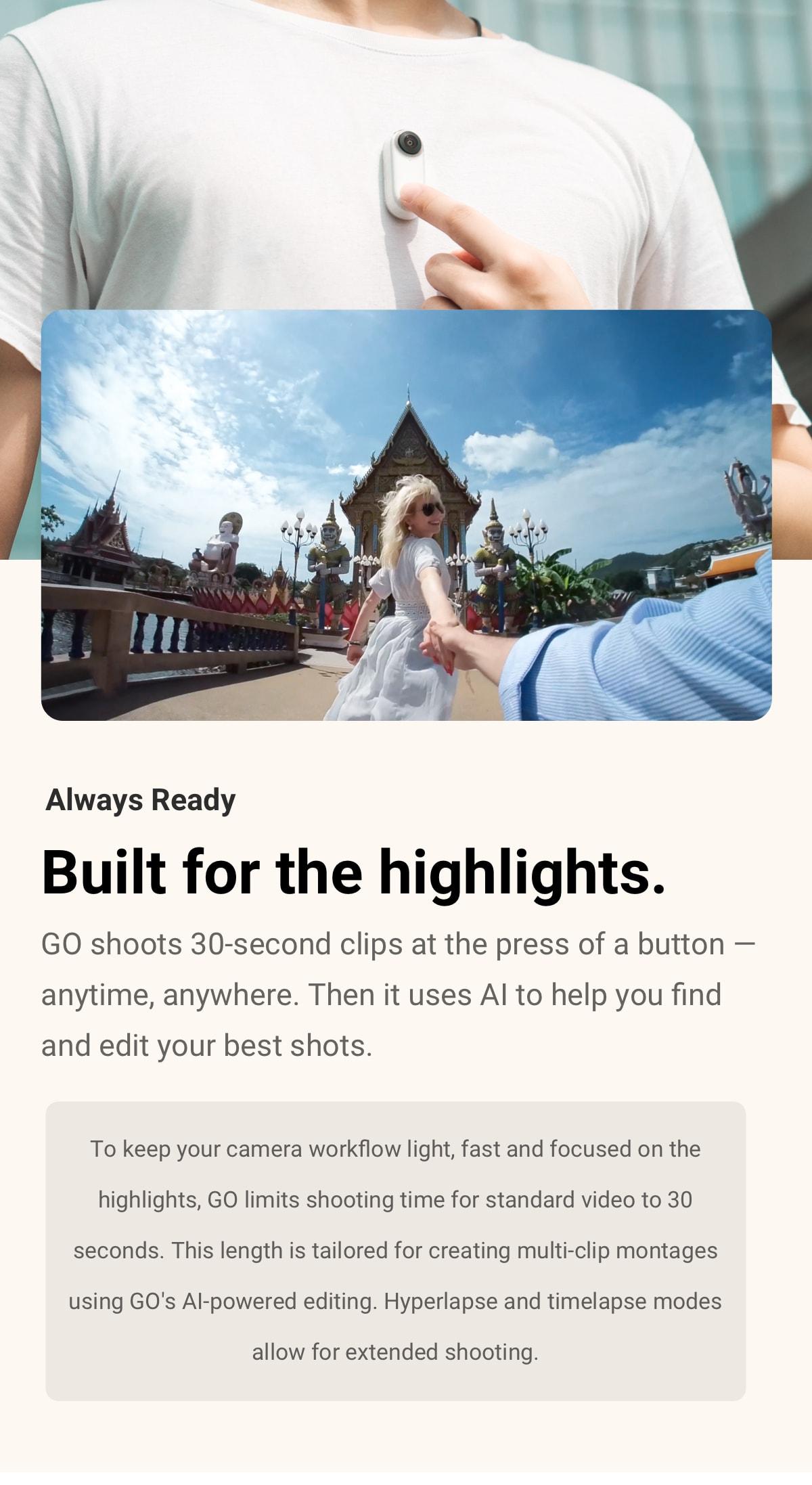 Insta360 Go Sport AI Action Camera Panoramic Panoramic 1080p Video Auto Chỉnh sửa Chỉnh sửa cho YouTuber Vlog cho iPhone Android