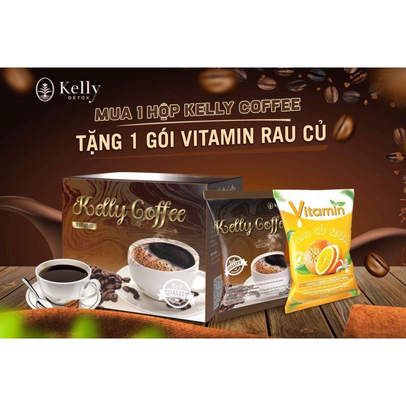 Kelly Detox Coffee (15 gói) - Cà Phê Hòa Tan Thơm Ngon Hỗ Trợ Giảm Cân Nhanh Mẫu Mới 2023 , Lấy Lại Vóc Dáng Thon Thả 