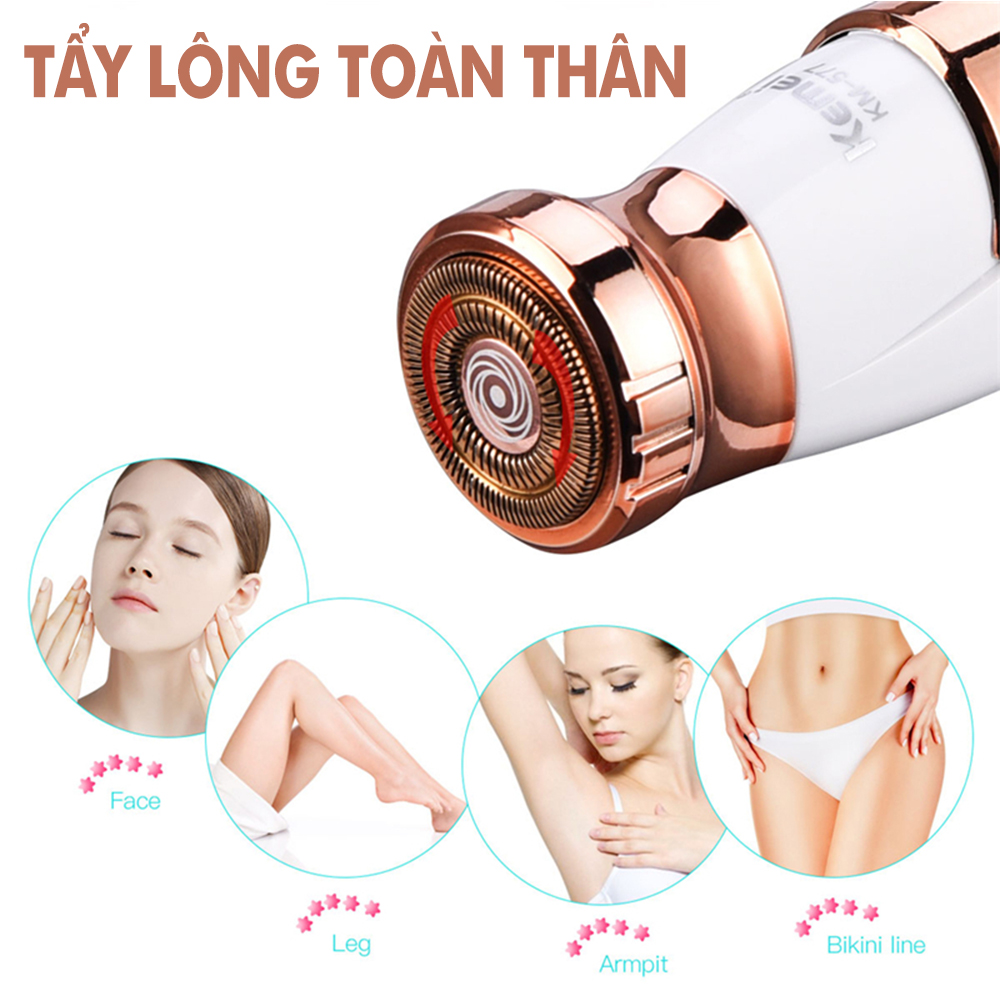 Máy cạo tẩy lông toàn thân không đau có lớp lưới bảo vệ an toàn sử dụng pin AA tiện lợi, chuyên dụng cạo lông tay, lông chân, lông mặt, lông nách, vùng kín, bikini