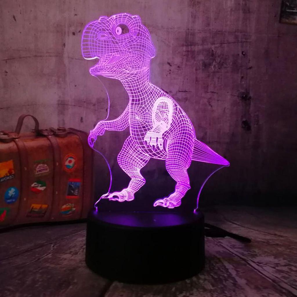 Dinosaur 3D LED Night Light Touch Remote Table Desk Illusion Lamp Kids Gifts