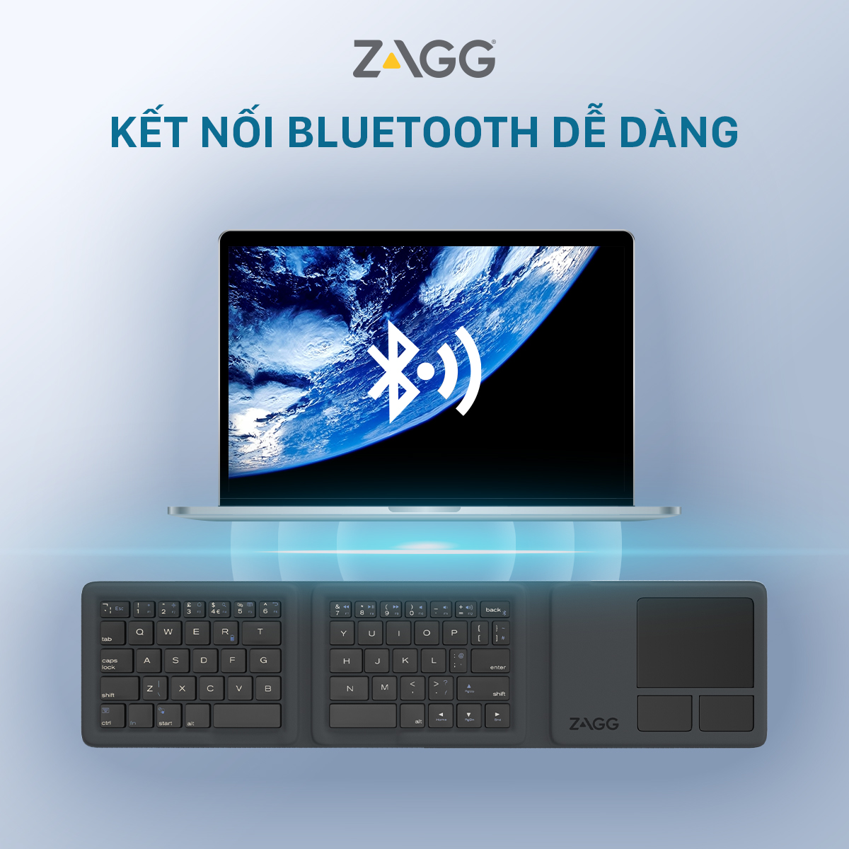 Bàn phím gấp 3 ZAGG Universal Keyboards - Tri Folding 103203612 - Hàng chính hãng