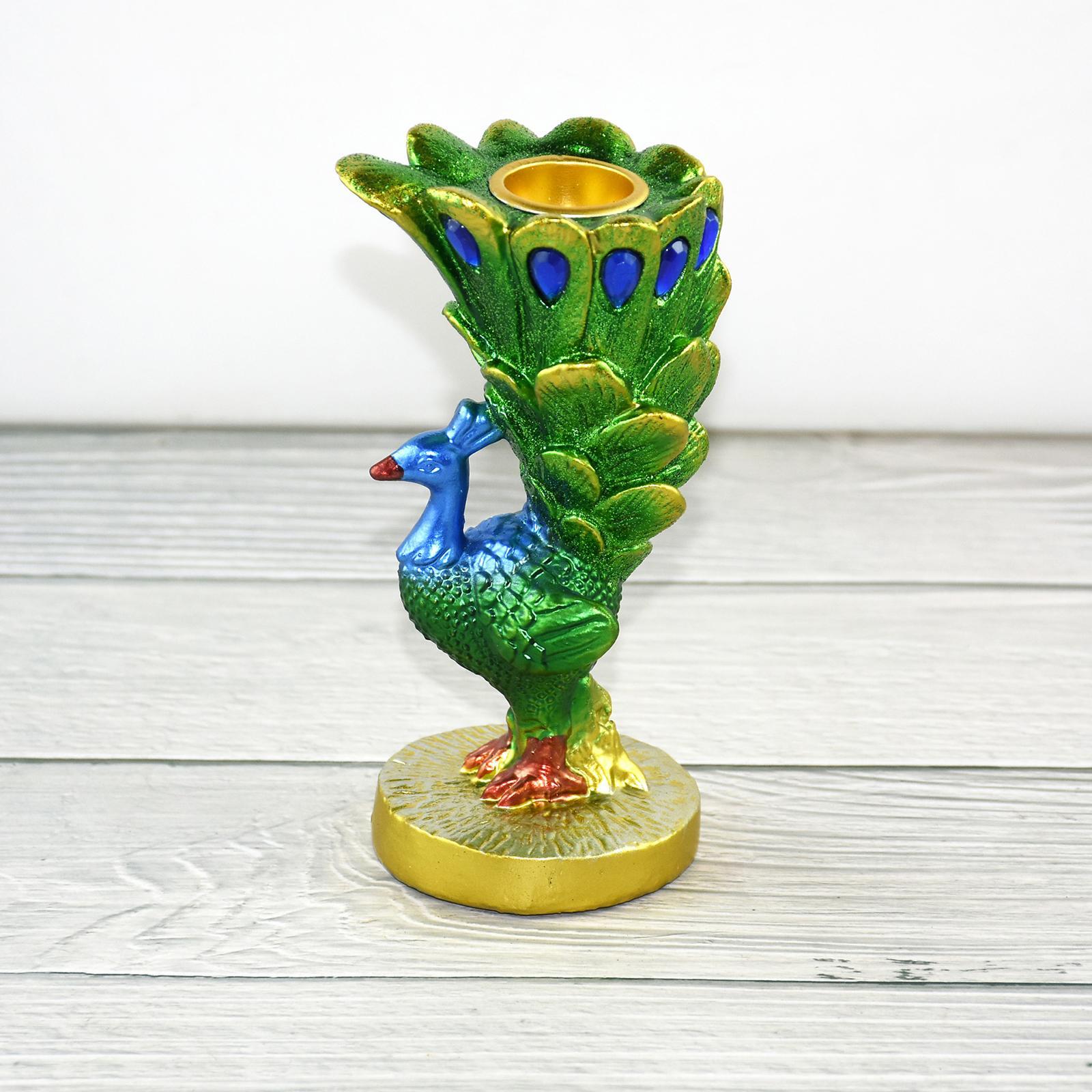 Lifelike Peacock Candle Holder Tealight Holder Miniature Statue for Ornament