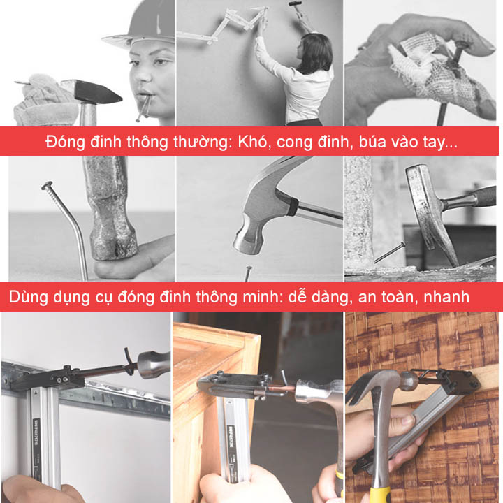 Dụng cụ hỗ trợ đóng đinh bê tông liên hoàn kèm hộp 400 đinh ST18P