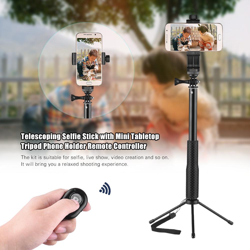 Gậy chụp ảnh tự sướng Telescoping có giá 3 chân, điều khiển từ xa