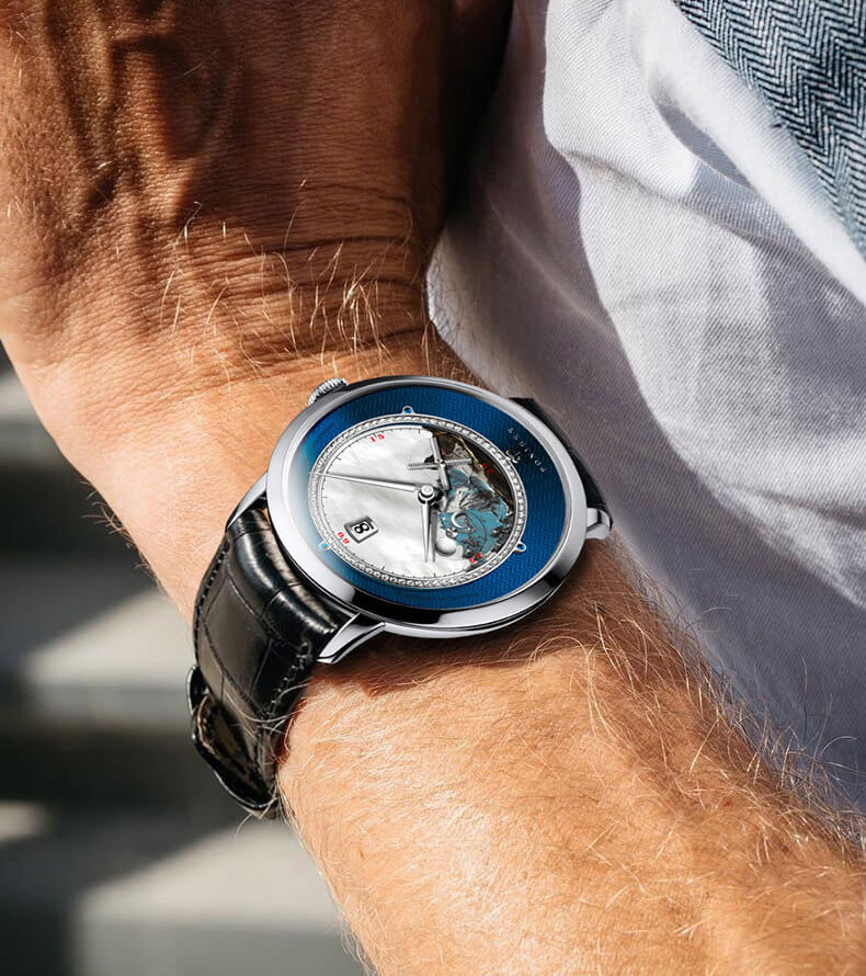 Đồng hồ nam Poniger P723-1 Chính hãng ,Kính sapphire nguyên khối ,chống xước,chống nước 50m,mặt xanh vỏ trắng dây da nâu ( đen) xịn,vỏ máy thép không gỉ 316L,Đồng hồ cơ (Automatic) bảo hành 24 tháng, hàng mới 100%,thiết kế trẻ trung và sang trọng