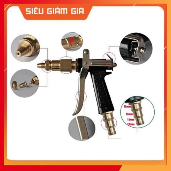 Bộ dây vòi xịt nước rửa xe, tưới cây, tăng áp 3 lần, loại 3m, 5m 206236 đầu đồng,cút,nối nhựa vàng+ tặng đai
