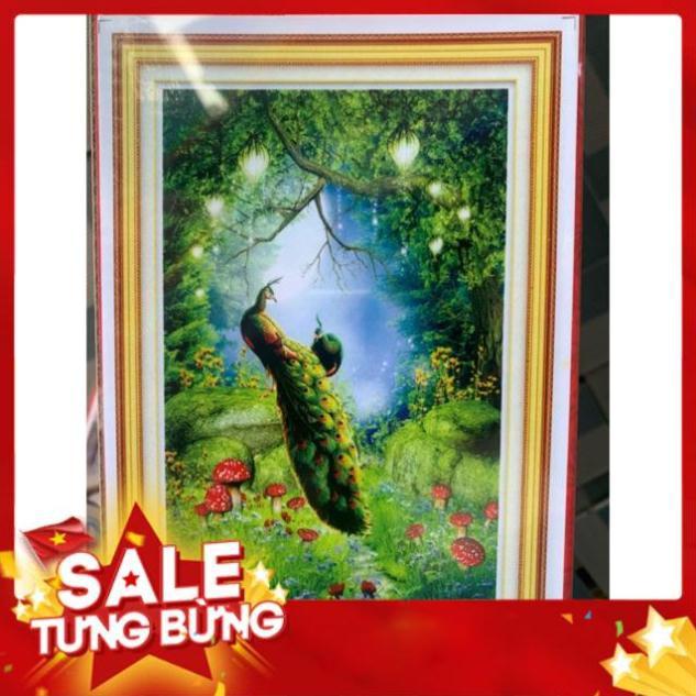 Tranh ĐÍNH ĐÁ Đôi Công phong cảnh VS167 |90x60cm| Chưa đính