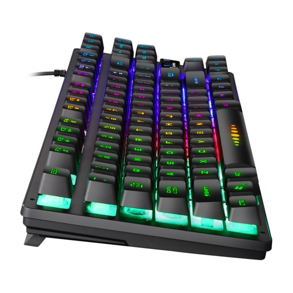 2x USB Wired 87 Keys Mechanical Gaming Keyboard RGB Backlit for PC Gamers