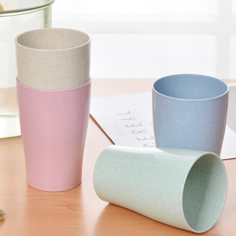 Wheat Straw 4pcs/set Water Cup Biodegradable Children Breakfast Eco-Friendly Milk Drink Cup Couple Mouthwash Cup Drinkware