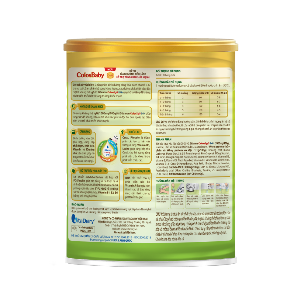 Sữa non Colosbaby Gold (MỚI) 0+ 400g, sữa bột giúp bé tăng cường đề kháng, tăng cân vượt trội - VitaDairy
