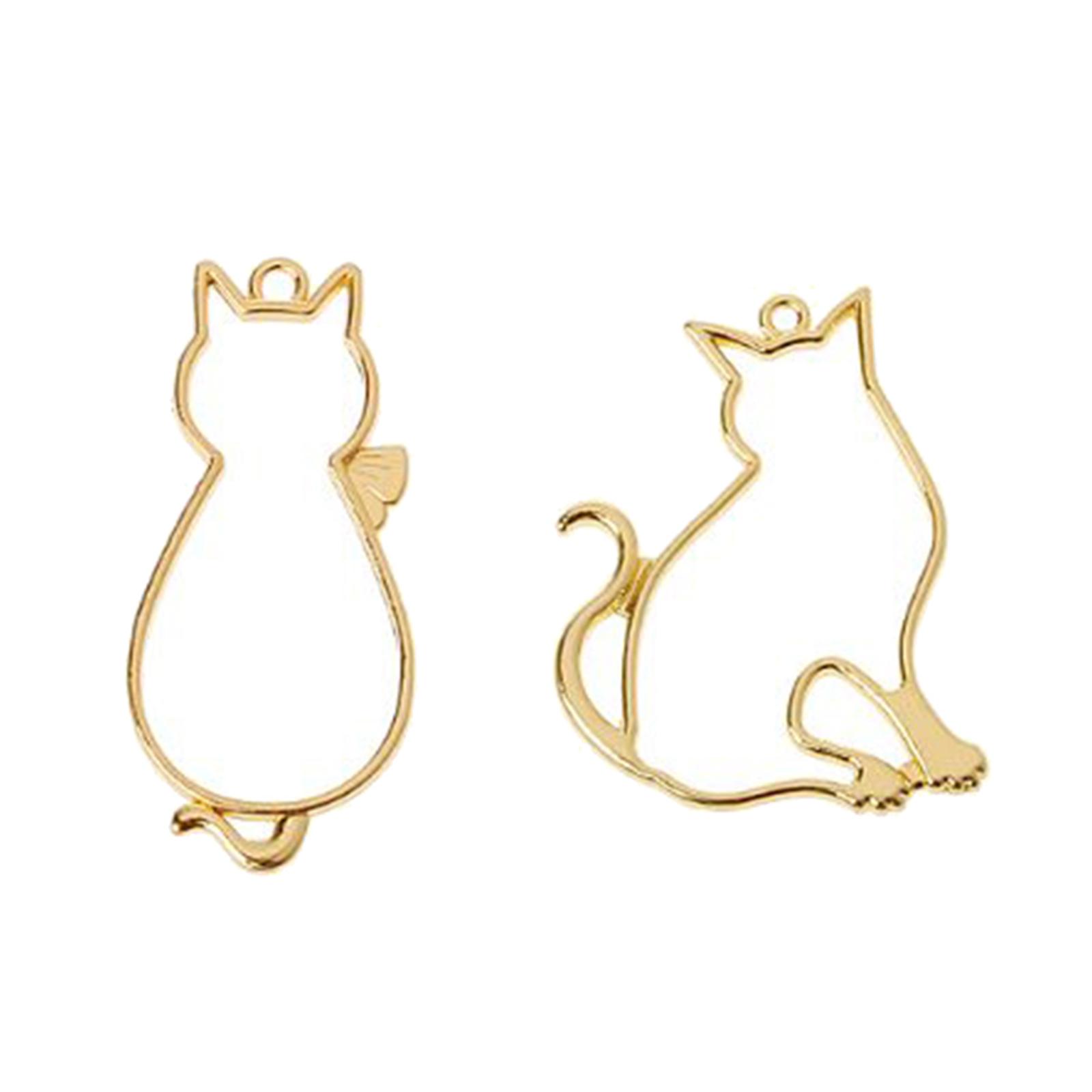 Cat Open Bezel Pendants Charms for DIY Assorted Geometric Hollow Trays