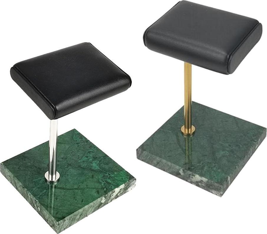 2pcs Green Marble Base & PU Watch Holder Stand Placement For Display