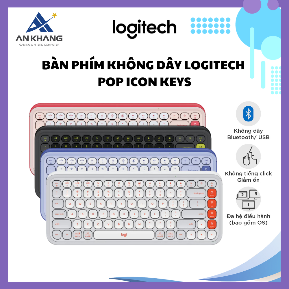 Bàn phím không dây Logitech POP ICON Keys - Hàng Chính Hãng - Bảo Hành 12 Tháng