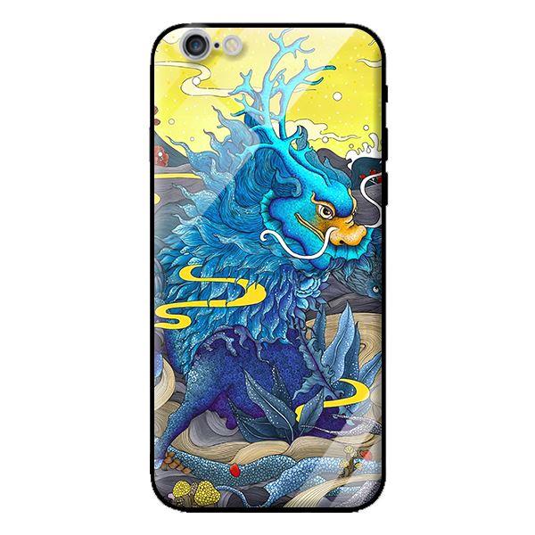 Ốp kính cường lực cho iPhone 6s Rồng Xanh Nền Vàng - Hàng chính hãng