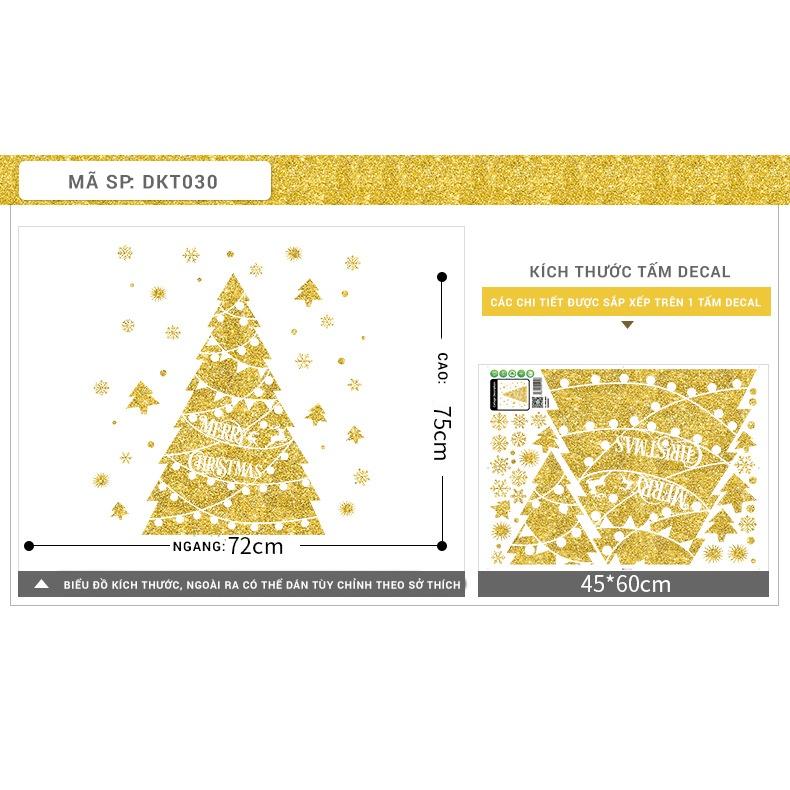 Decal trang trí noel hình cây thông nhiều mẫu phủ kim tuyến