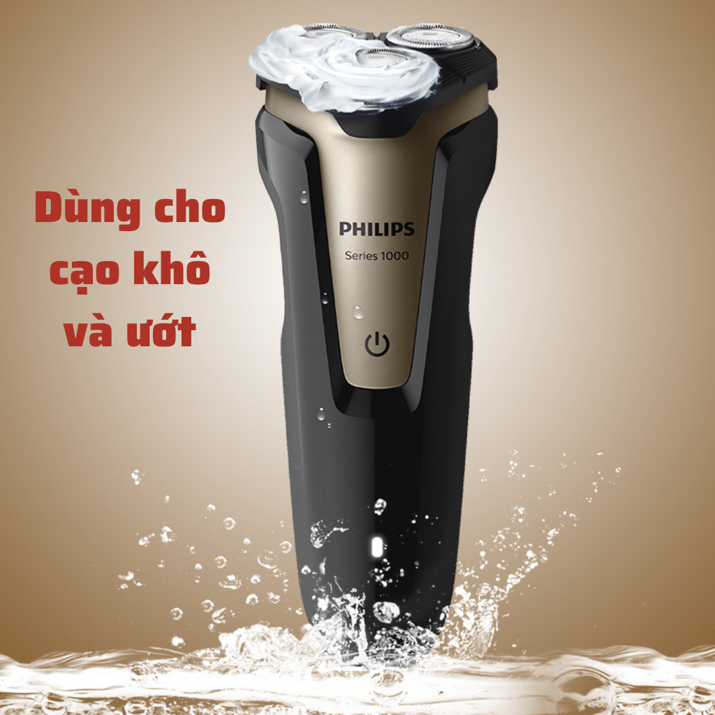 Máy cạo râu điện Philips 3 lưỡi tự mài đa năng cạo khô và ướt S1020 - Hàng nhập khẩu