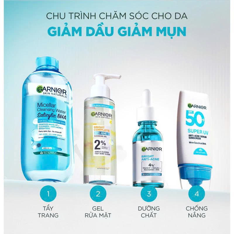 Kem Chống Nắng Garnier Phổ Rộng Kiềm Dầu Đến 12H &amp; Hỗ Trợ Giảm Mụn Spf 50+PA++++ 30ML