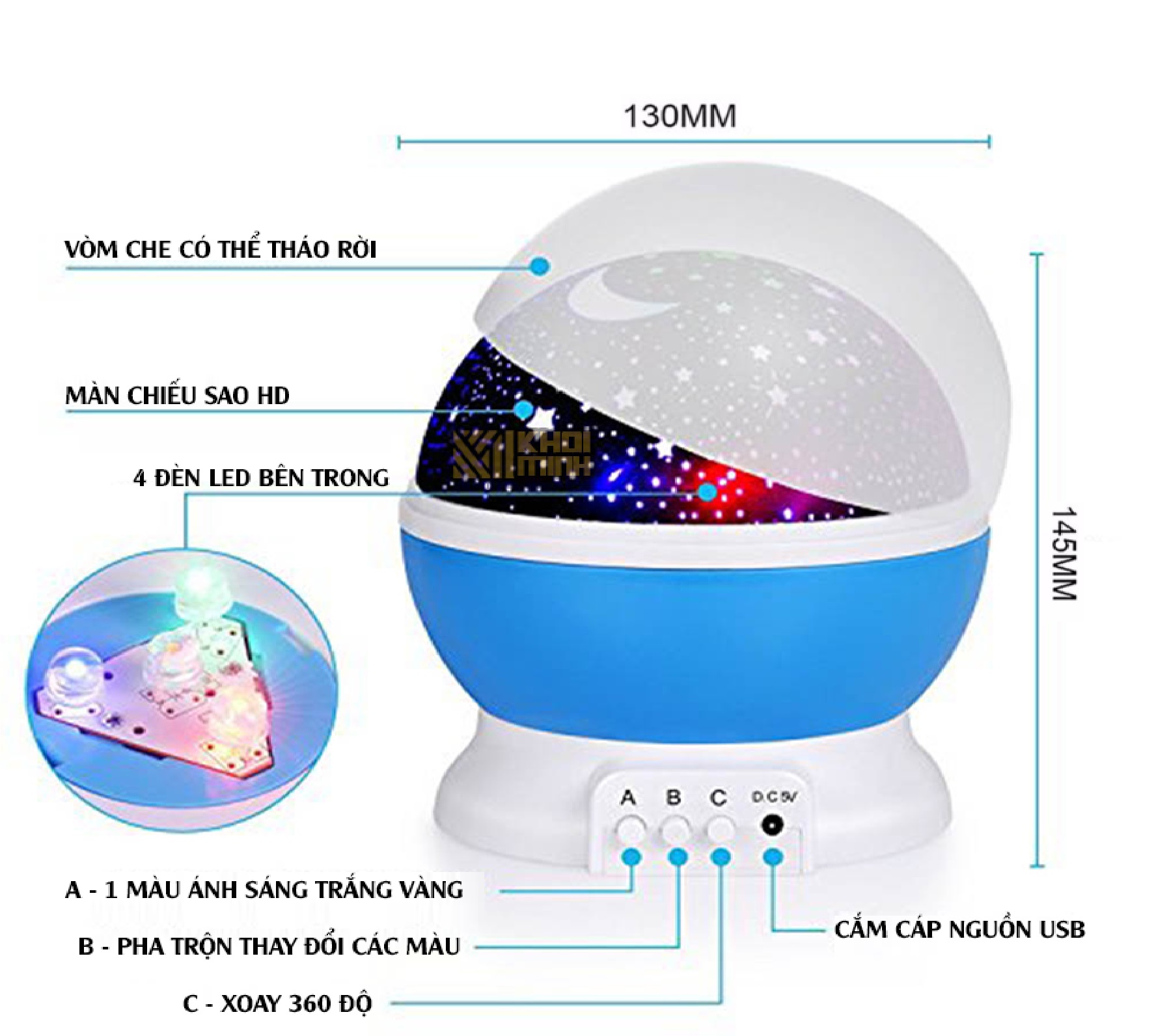 ĐÈN CHIẾU SAO MAGIC - TỰ XOAY 360 ĐỘ NTH