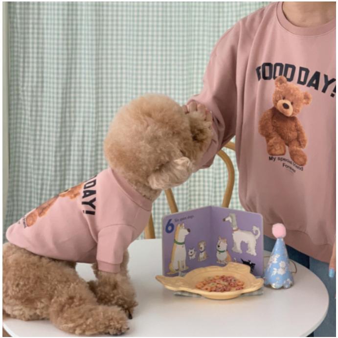 Quần áo vải Cotton cho Chó Mèo hình gấu thêu , Áo Giữ ấm ,Áo dày có tay. Quần Áo Thú Cưng