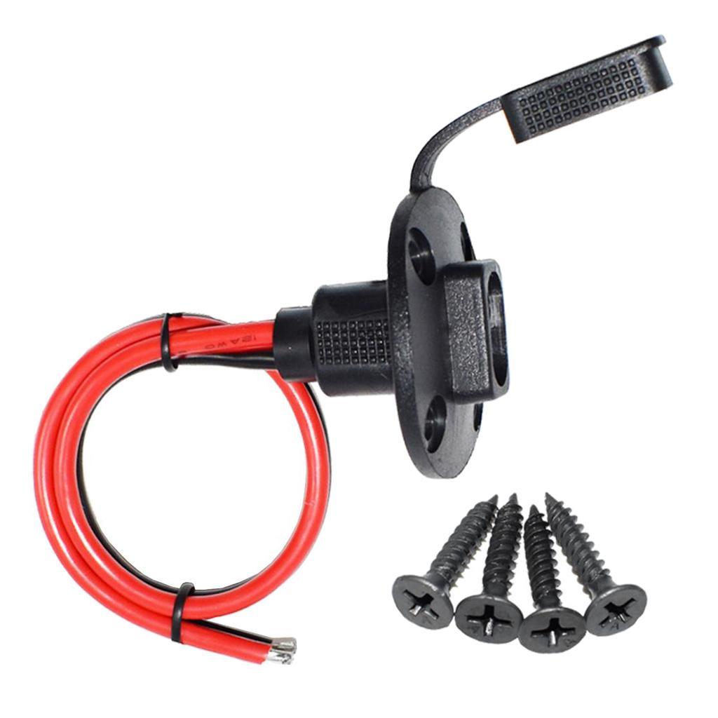 4 Pieces Solar 30cm SAE Socket Sidewall Port Cable Connector with 4 Screws