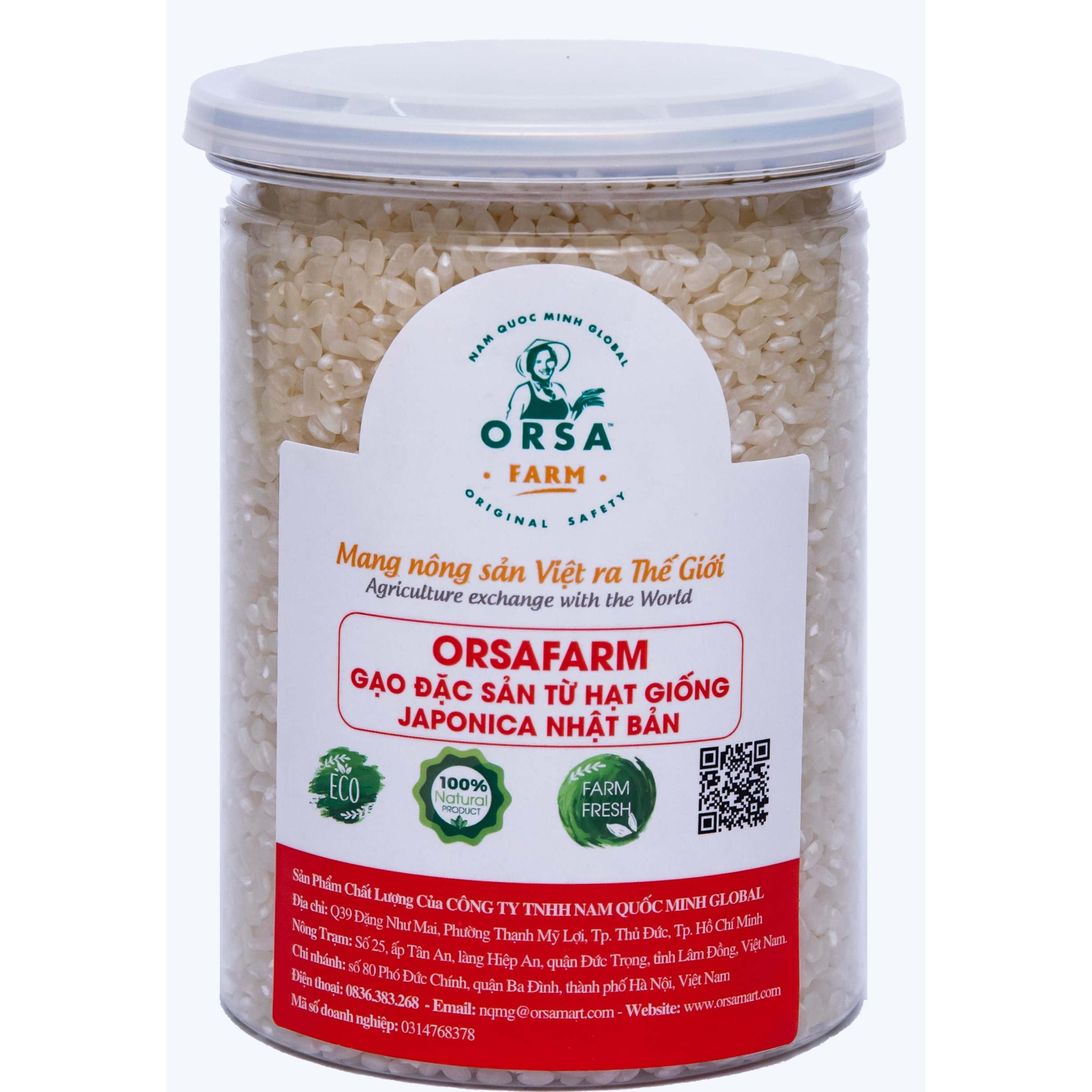Gạo Japonica hạt giống của Nhật Bản, Gạo Nhật Bản  OrSaFarm 500gram, 800gram, hộp quà 4kg, hộp quà 4.5kg, 5kg, 10kgs