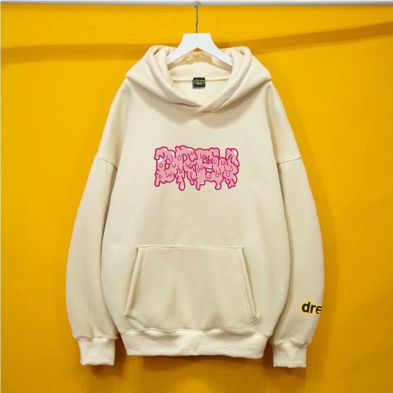 Áo hoodie drew chữ hồng,chất liệu vải nỉ bông dày cao cấp,in decal cao cấp