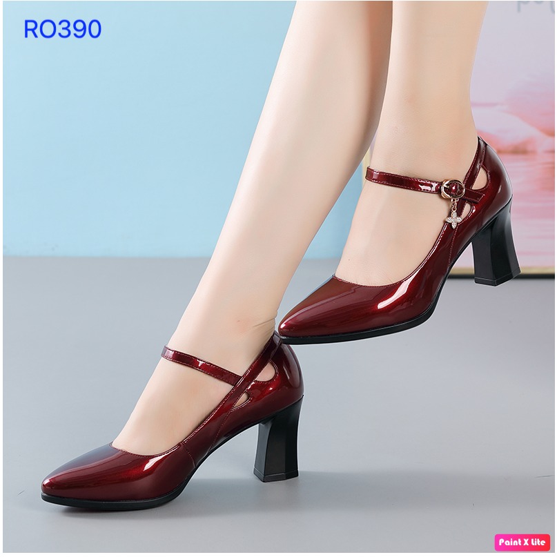 Giày cao gót nữ quai ngang ROSATA RO390 - 7p - Đen, Đỏ - HÀNG VIỆT NAM - BKSTORE