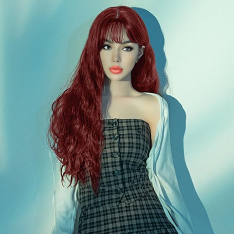 Bộ tóc giả nữ Hàn Quốc nguyên đầu màu ĐỎ ĐÔ , ĐEN , VÀNG + tặng kèm lưới ONLINE_SHOPPING_1102