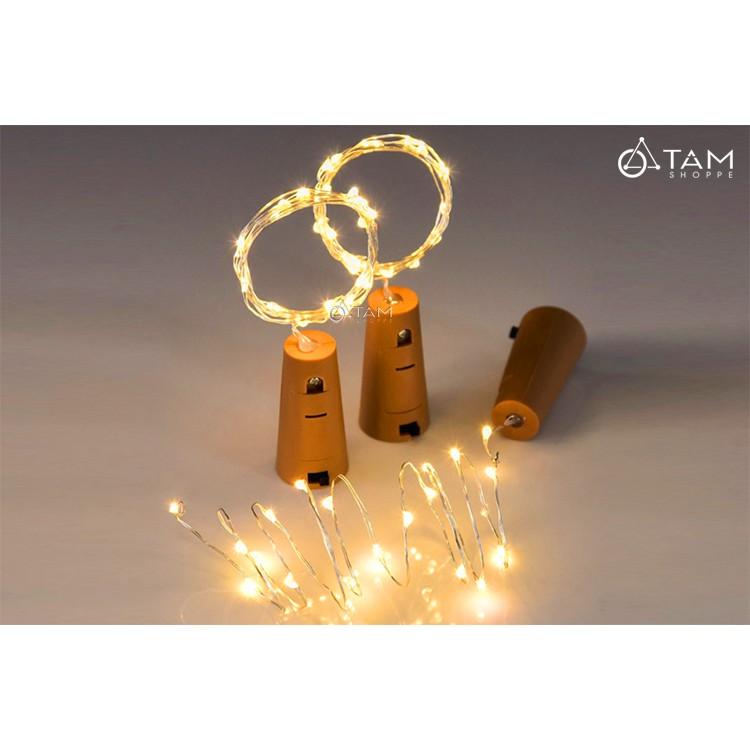 Dây đèn đom đóm nút chai 2m màu vàng ấm
