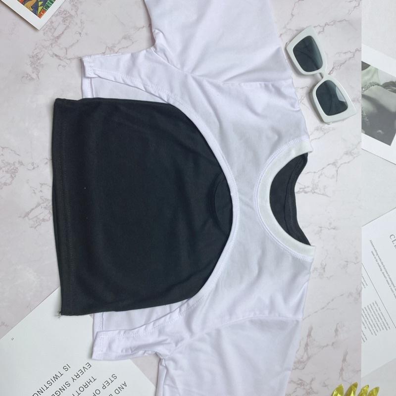 Set Áo Croptop Cổ Tròn Form Rộng Kèm Áo 3 Lỗ A5159