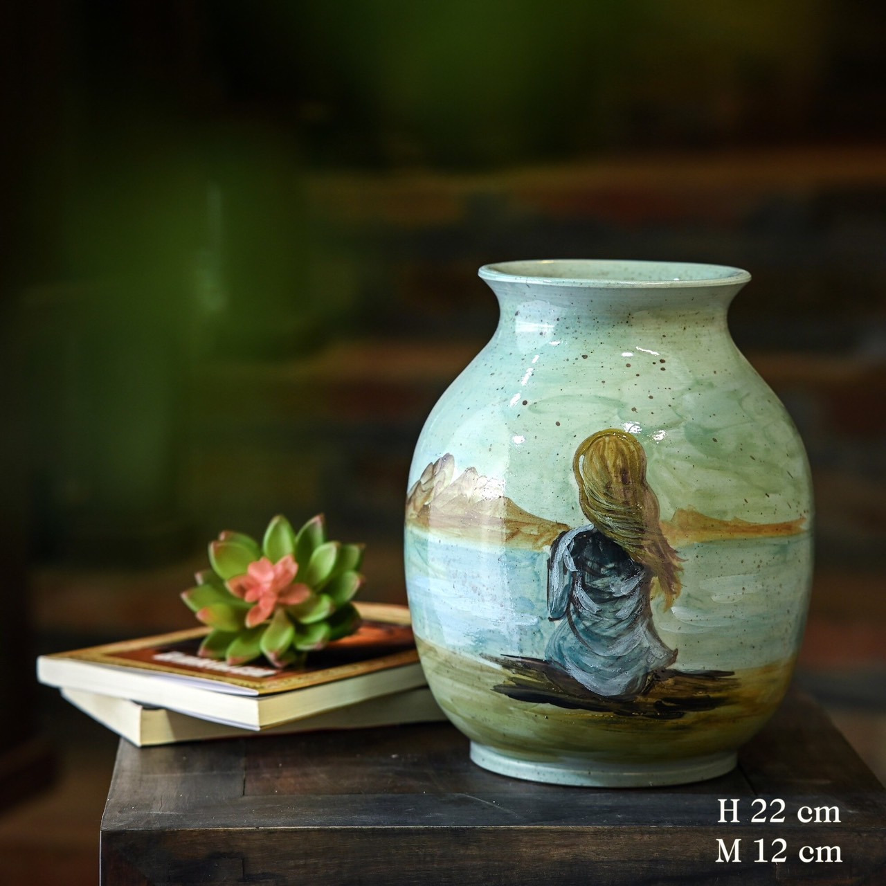 Lọ hoa gốm sứ Bát Tràng cao cấp vuốt tay độc bản vẽ tay mẫu 13