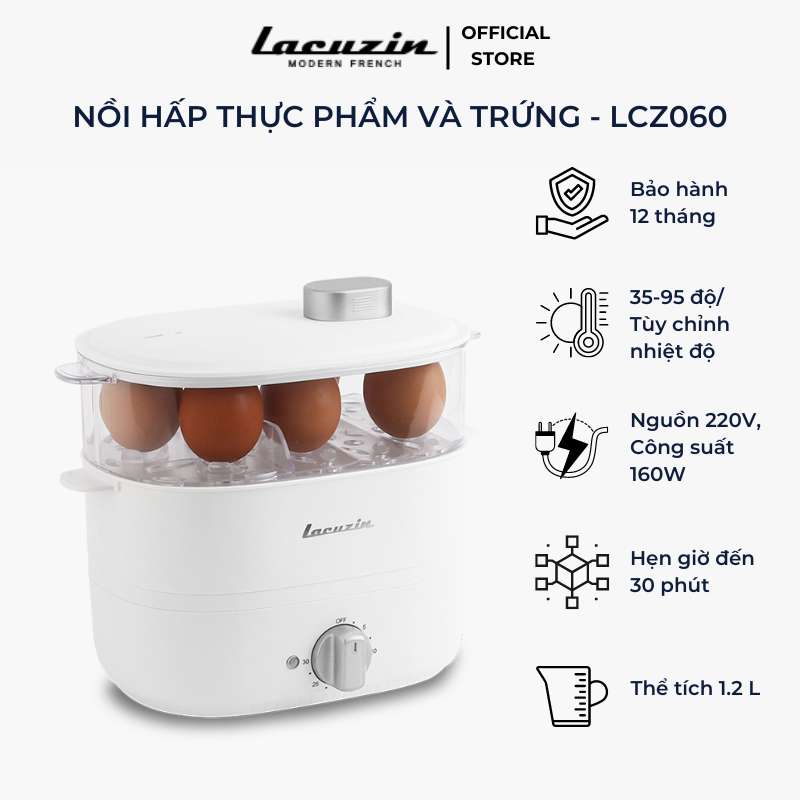 Nồi hấp thực phẩm và trứng đa năng Lacuzin- LCZ060