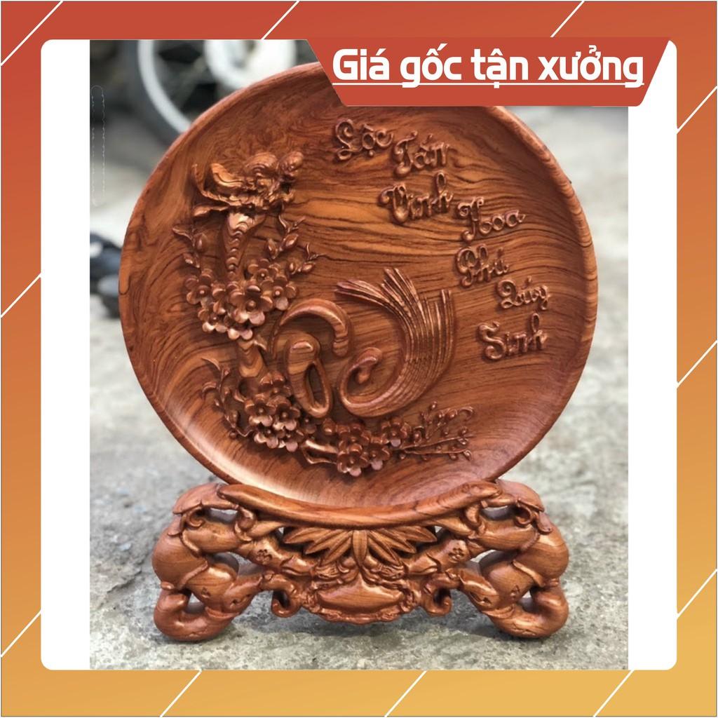 Trang đĩa chữ Lộc bằng gỗ Hương nguyên khối