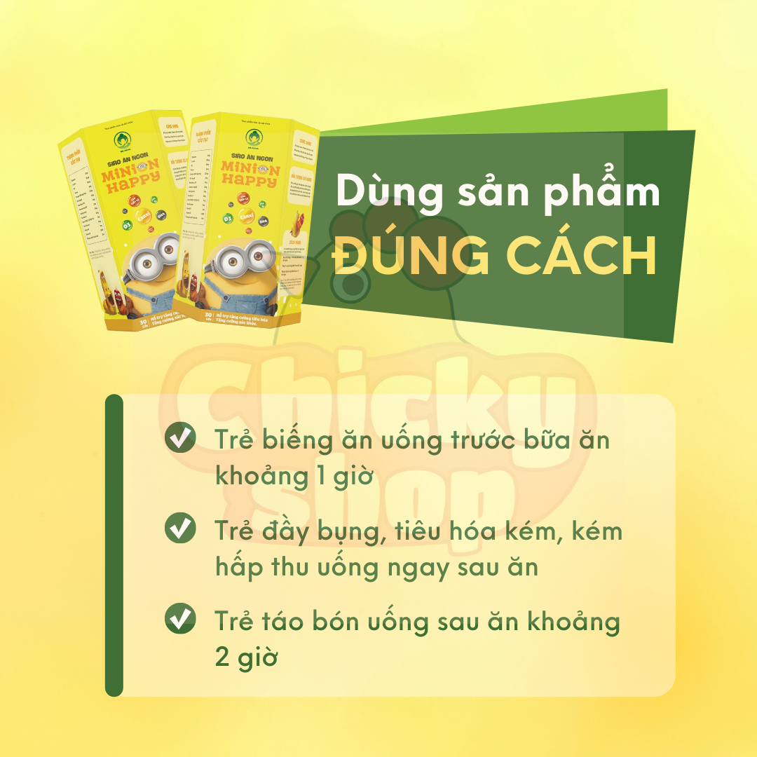 Siro ăn ngon MINION HAPPY (30 GÓI) hỗ trợ tiêu hóa tốt, giúp trẻ phát triển cân nặng chiều cao