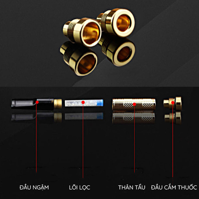 Tẩu Lọc Thuốc Cầm Tay Họa Tiết Hoa Văn Cao Cấp ZB-322 - Quà tặng cho sức khỏe nam giới