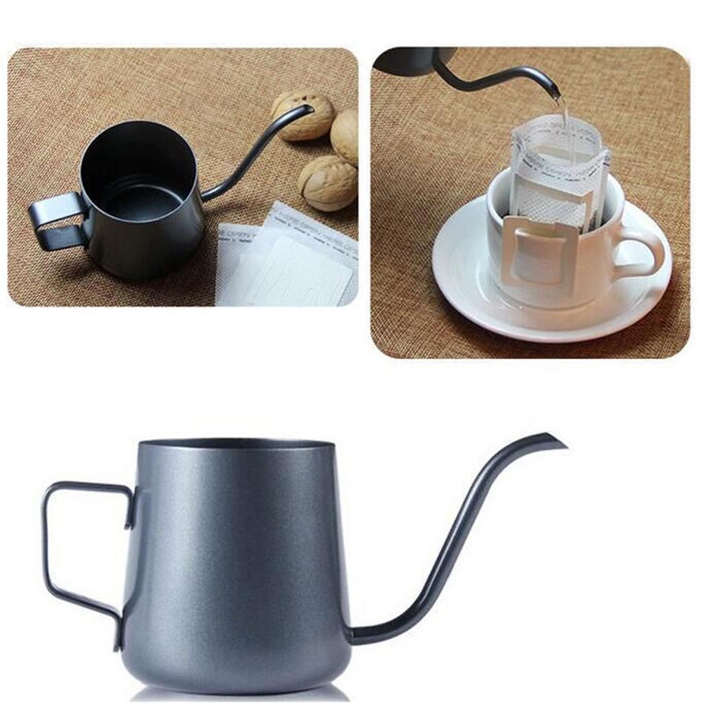 Gooseneck Narrow Spout Hand Drip Coffee Pot Stainless Steel Kettle 240ml