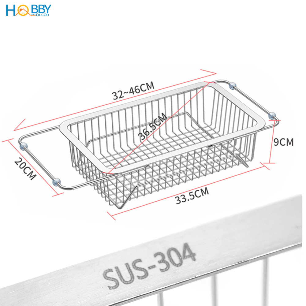 Khay đựng chén đĩa gác bồn rửa chén co giãn inox 304 Hobby home decor KDC5