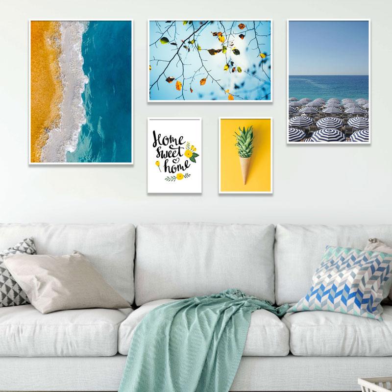Tranh Canvas - Set 5 Tranh Hoa Và Biển Home Sweet Home PMK5032
