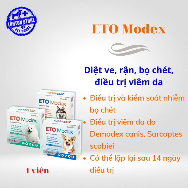 Eto Modex - Viên nhai vị thịt bò phòng ve rận