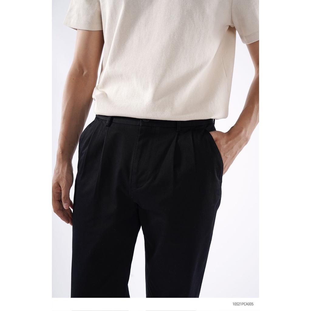 Quần kaki nam form straight crop màu đen có độ co giãn nhẹ 10F21PCA005 - LASTORE MENSWEAR