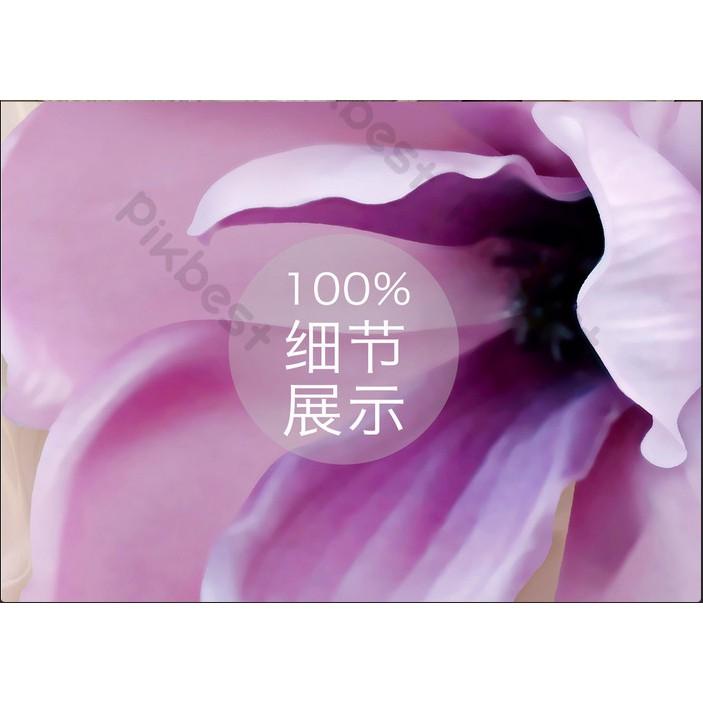 Tranh dán tường Hoa mộc lan tím thủy chung, tranh dán tường 3d hiện đại MS1138013
